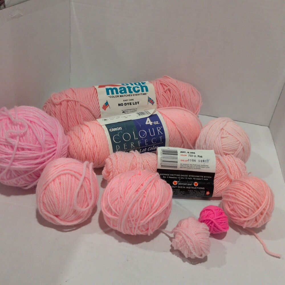 Vintage Caron Perfect Match & Kolor Match Pink Yarn Lot Worsted Acrylic + More